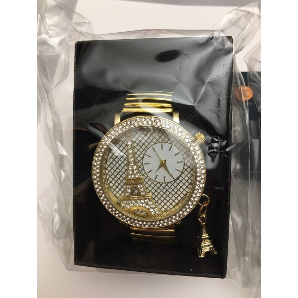 2 Watchs Paris Eiffel Tower Rhinestone Dial QuartzAnalog Wrist  StainlessSteel - Picture 2 of 4